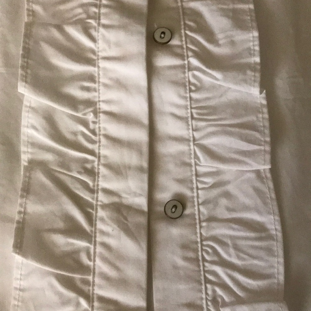 Scotch & Soda Ruffle Button Down White Shirt XL - Picture 4 of 8